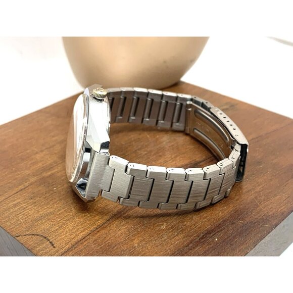 Caravelle Men's Watch 1970'S Vintage Automatic Blue Dial Date Silver Steel 36mm - Picture 9 of 14